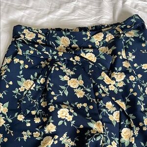 Blue Rain Navy and Yellow Floral Wide Leg Pants -NWOT